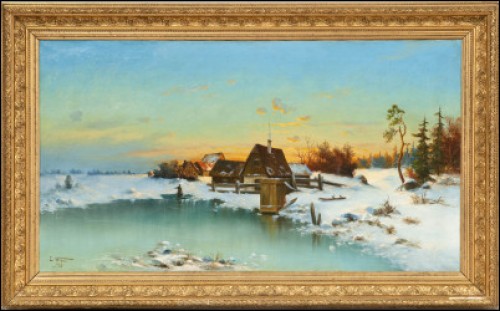 Solnedgång I Vinterlandskap by Leonard WIEDH