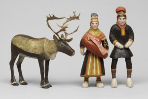 Skulpturgrupp Bestående Av Ren Samt Två Samer by Nils Nilsson (Sami Artist) SKUM