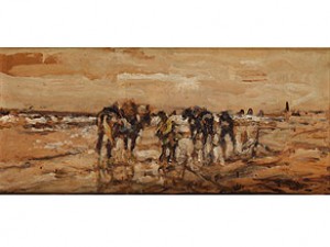 Crevettenfischer Am Strand by Julius SEYLER