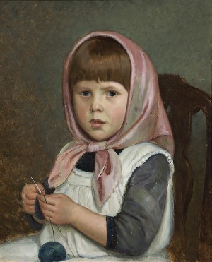 Knitting Girl by Adolf Von BECKER