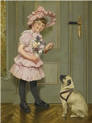 Interiör Med Flicka Och Hund by Wilhelm EILERS