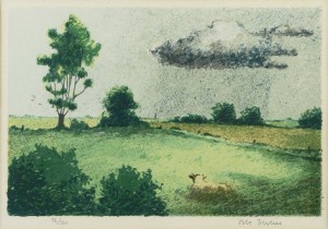 Grönskande Landskap Med Moln Och Tjur by Olle BERLIN - auction artwork with signature