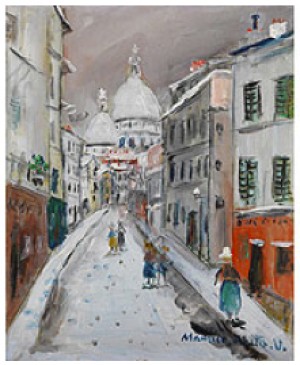 Pariser Strassenszene Mit Blick Auf Die Kirche Sacre Coeur by Maurice UTRILLO