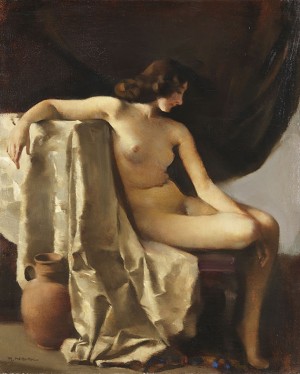 Sitzender Weiblicher Akt In Elegischer Stimmung by Rudolf NISSL