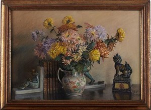 Stilleben Med Krysantemum by Ethel LEANDER - auction artwork with signature