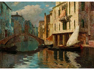 Bogenbrücke über Einen Venezianischen Kanal, Gesäumt Von Palastgebäuden by Giuseppe MARINO