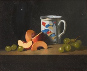 Still Life With Peach And Grapes by Jerry WEERS - auction artwork with signature