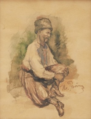 A Sitting Cossack by Ilya Efimovich REPIN