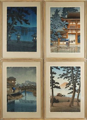 (4) Träsnitt by Hasui KAWASE