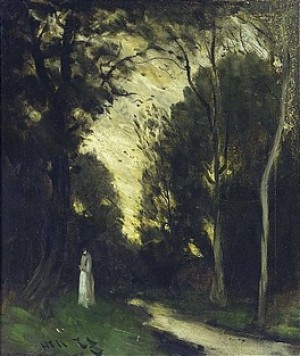 Aftonstämning Med Vitklädd Figur by Carl Fredrik HILL