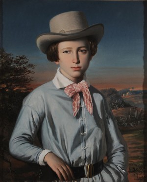 Young Boy Standing In An Algerian Landscape by Emmanuel Joseph LAURET