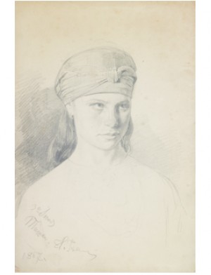 Portrait Of A Young Girl. by Ilya Efimovich REPIN