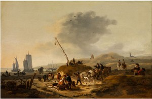 Blick Auf Die Mit Fischersleuten Bevölkerten Dünen Am Scheveninger Strand by Egbert Lievensz Van Der POEL