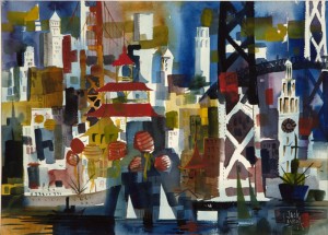 Stylized Scene Of San Francisco From The Bay by Jack LAYCOX