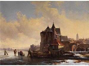 Holländische Winterlandschaft Mit Blick Auf Ein Städtchen by Louis SMETS - auction artwork with signature