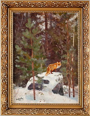 Räv I Vinterlandskap by Harald WIBERG