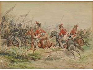 Polnische Soldaten Im Kampf Gegen Russen by Juliusz Fortunat Von KOSSAK