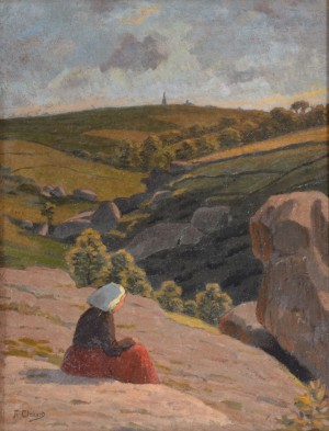 Bretonne Assise Devant Un Paysage by Albert CLOUARD - auction artwork with signature