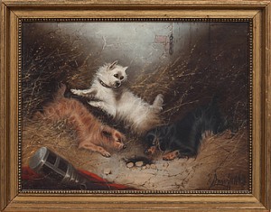 Motiv Med Hund. Terrier Vid Råtthål by Edward ARMFIELD