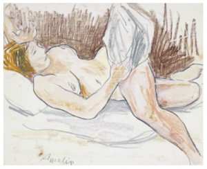 Liggande Modell Samt Självporträtt by Albin AMELIN