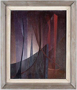 Vånda, Abstrakt Komposition I Lila Och Röda Toner by Nils NIXON