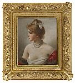 Flicka Med Pärlhalsband by Jules Frédéric BALLAVOINE - auction artwork with signature