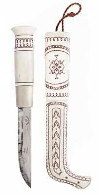 Kniv, Samearbete, Helhornskniv Med Graverad Dekor by Anders (Sami Artist) SUNNA