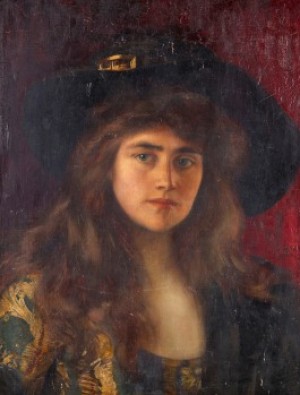 Porträtt Av Flicka I Svart Hatt by Albert LYNCH