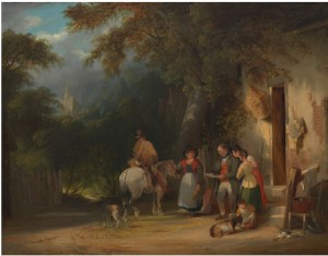 Figures Outside A Country Cottage, Reading A Letter by William The Elder SHAYER