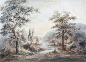 Landskap Med Figurer, Boskap Och Röda Stugor by Elias MARTIN