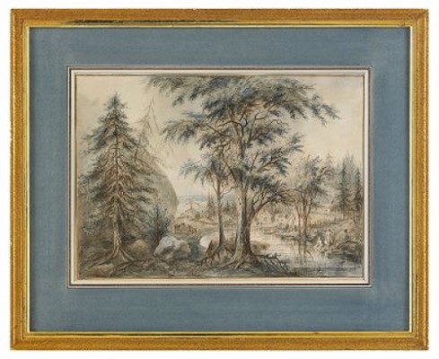 (2) Pastorala Landskap Med Figurscenerier Vid Vatten - 1 Par by Elias MARTIN
