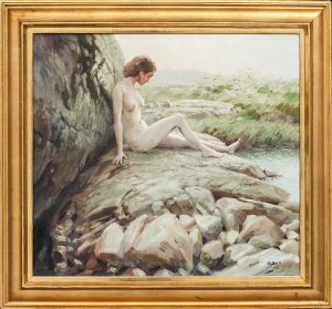 Ung Kvinna På Klipphäll by Arne BARK