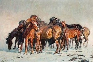 Vildhästar by Alfred ROLOFF - auction artwork with signature