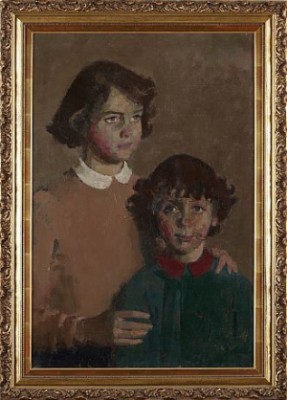 Portrait Of The Artists Children by Laurence NORRIS - auction artwork with signature