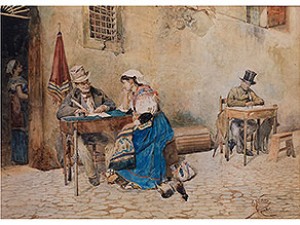 Römische Bäuerin Am Pult Eines Stadtschreibers by Edoardo NAVONE - auction artwork with signature