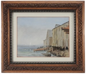 Fishing Houses On The Coast by John Bradley HUDSON - auction artwork with signature