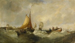 Stormigt Hav Med Segelfartyg by William Callcott KNELL