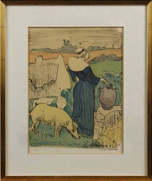 Kvinna Och Gris by Emile Henri BERNARD