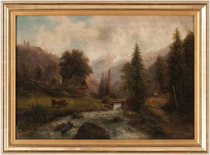Alplandskap Med Figurer by Gustav BARBARINI - auction artwork with signature