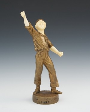 Figurine Of A Boy Holding One Arm Aloft, Artist's Name And