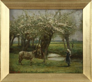 Flicka Och åsna by Edgar BARCLAY - auction artwork with signature
