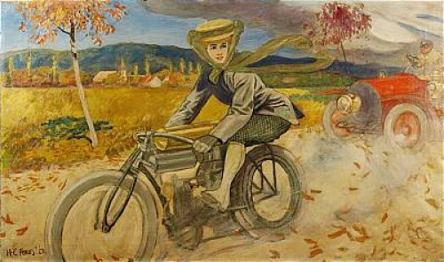 Kvinna På Motorcykel by Henri Claude FORESTIER - auction artwork with signature