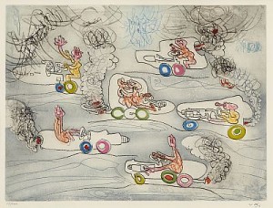 Les Oh! Tomomobiles (3 Plates) by Roberto MATTA