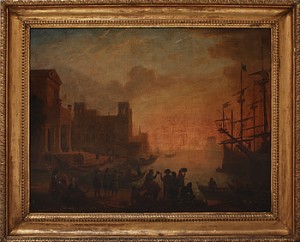 Hamnmotiv Med Figurer Och Fartyg by Claude Joseph VERNET
