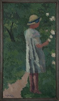 Flicka Och Rosor by Lennu JUVELA