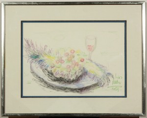Still Life With Fruit And Wine by Reuven RUBIN - auction artwork with signature