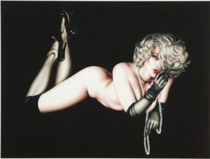 ''devil's Food'', Semi-nude Blonde On Black Background by Olivia De ‘Olivia’ BERARDINIS