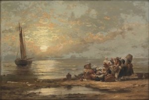 Strandmotiv Med Figurer by James WEBB