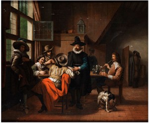 Tischgesellschaft In Einem Niederländischen Innenraum by Joseph Louis DUC