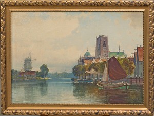 Stadsbild Med Vattendrag by Carl BERGFELD - auction artwork with signature